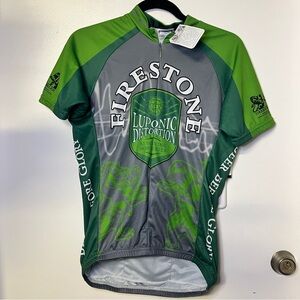 NWT Firestone Green and Gray Short Sleeve Cycling Bike Jersey Unisex Small